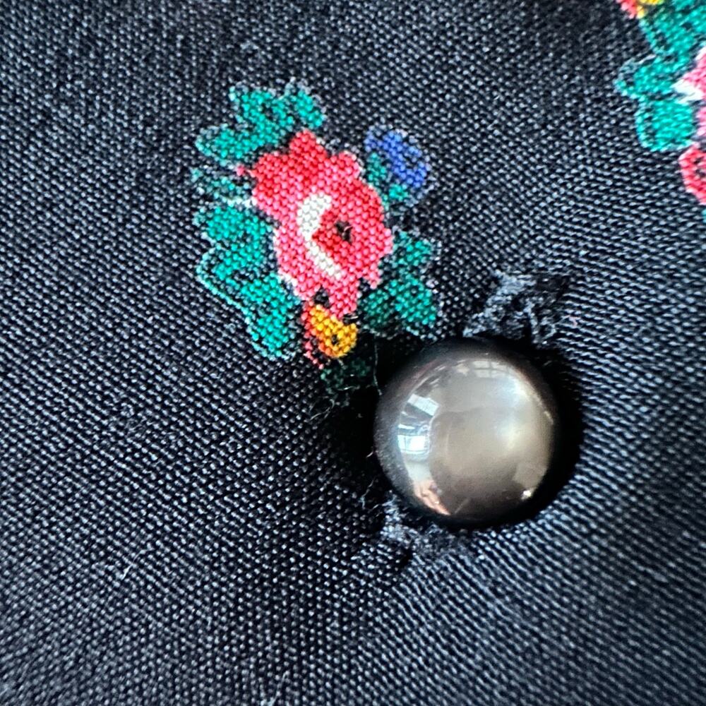 Vintage Gap 90s Grunge Dainty Floral Button Front Maxi Dress Black M - Picture 7 of 11